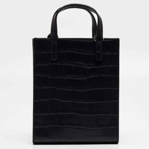 🌷Sale!! Marc Jacobs Mini Grind Black Croc Embossed Leather Tote - Picture 2 of 8